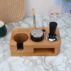 Espresso Tamping Station - Wooden Coffee Tamper Station For Storage 58 mm Portafilter Tamper Distributor - Espresso Organizer - Knock Box Accessories