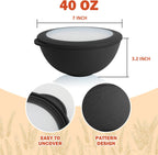40oz wheat straw bowls set of 4,unbreakable ramen bowl set with cover,alternative plastic bowls with cover for kitchen,party,camping and picnic. Black