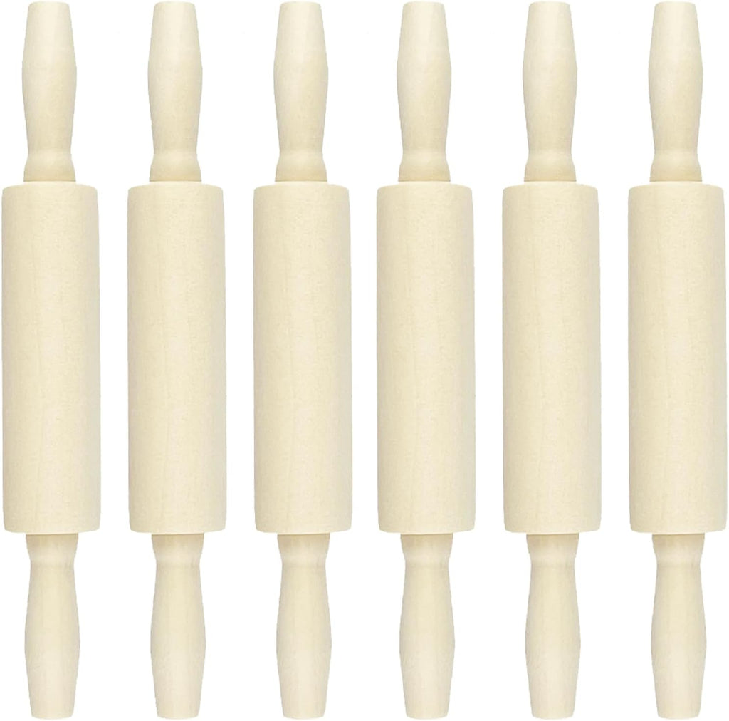 6 Pack Wood Small Rolling Pin for Kids, 7.9 Inch Kids Rolling Pin for Home Kitchen