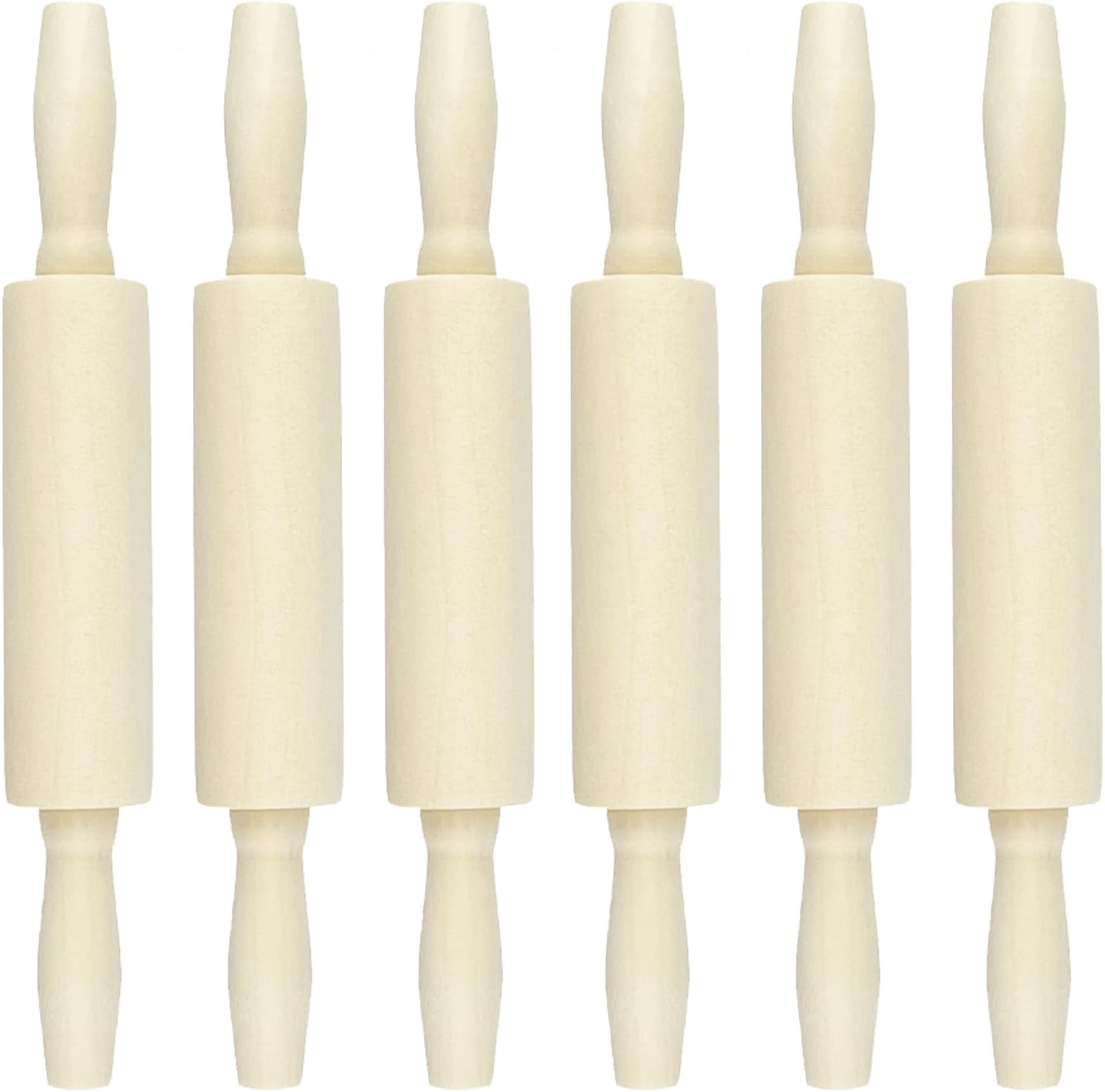 6 Pack Wood Small Rolling Pin for Kids, 7.9 Inch Kids Rolling Pin for Home Kitchen