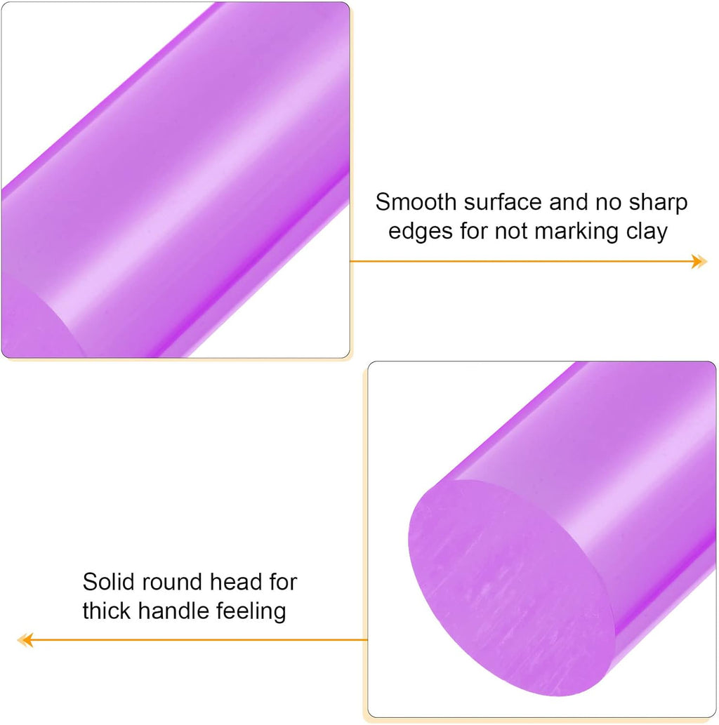 HARFINGTON Acrylic Clay Roller 7.28 Inch x 1 Inch Solid Non-Stick Plastic Round Tube Roller Polymer Clay Rod Fondant Rolling Pin for Shaping, Sculpting, Modeling DIY Crafts, Purple