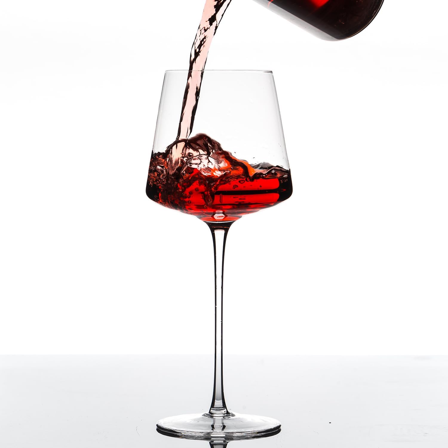 Hand Blown Red Wine Glasses Set of 4 – 23 oz Burgundy Wine Glasses With Long Stem – Large Premium Crystal Wine Glass – Unique Gift for Wedding, Anniversary, Mother’s Day – Clear Christmas, Birthday