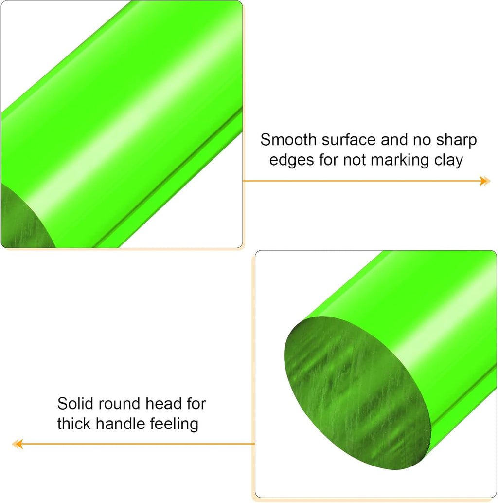 HARFINGTON Acrylic Clay Roller 9 Inch x 1 Inch Solid Non-Stick Plastic Round Tube Roller Polymer Clay Rod Fondant Rolling Pin for Shaping, Sculpting, Modeling DIY Crafts, Green