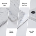 Natural Carrara White Marble Pastry and Cutting Board, 12x20x0.6 Inch, Heavy for Dough Chocolate, Pack of 1