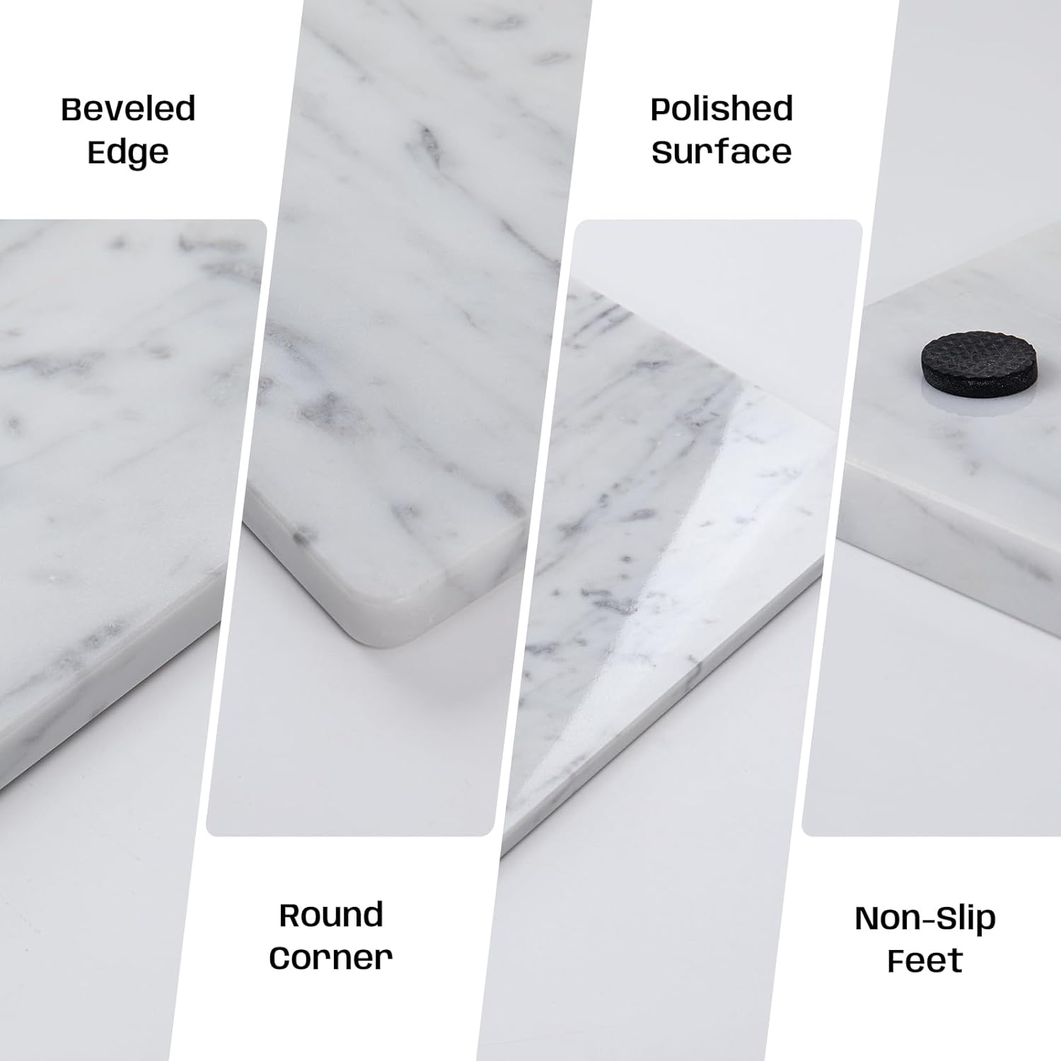 Natural Carrara White Marble Pastry and Cutting Board, 12x20x0.6 Inch, Heavy for Dough Chocolate, Pack of 1