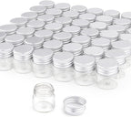 50 Pack,10ml Clear Glass Essential Oil Bottle,Empty Travel Glass Liquid Sample Vial Decorations Preservation Storage Vials Test Jars Container -1.18" W x 1.18" H