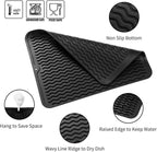 Silicone Dish Drying Mat for Multiple Usage,Easy clean,Eco-friendly,Heat-resistant Silicone Mat for Kitchen Counter or Sink,Refrigerator or drawer liner Black L 16 inches x 12 inches