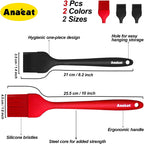 Anaeat High Heat Resistant Silicone Basting Pastry Brush Set of 3- Hygienic One-Pieces Design Spread Oil Butter for BBQ Grill Barbecue Baking Kitchen Cooking - BPA Free & Dishwasher Safe (10"+8.2")