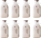 Almond Cow - Glass Pitcher with Lid and Spout, Bottle for Refrigerator, Clear Milk Jug, Food-Grade Glass Liquid Container, 60 fl oz Capacity (Pack of 8), 5 x 4 x 10 Inches