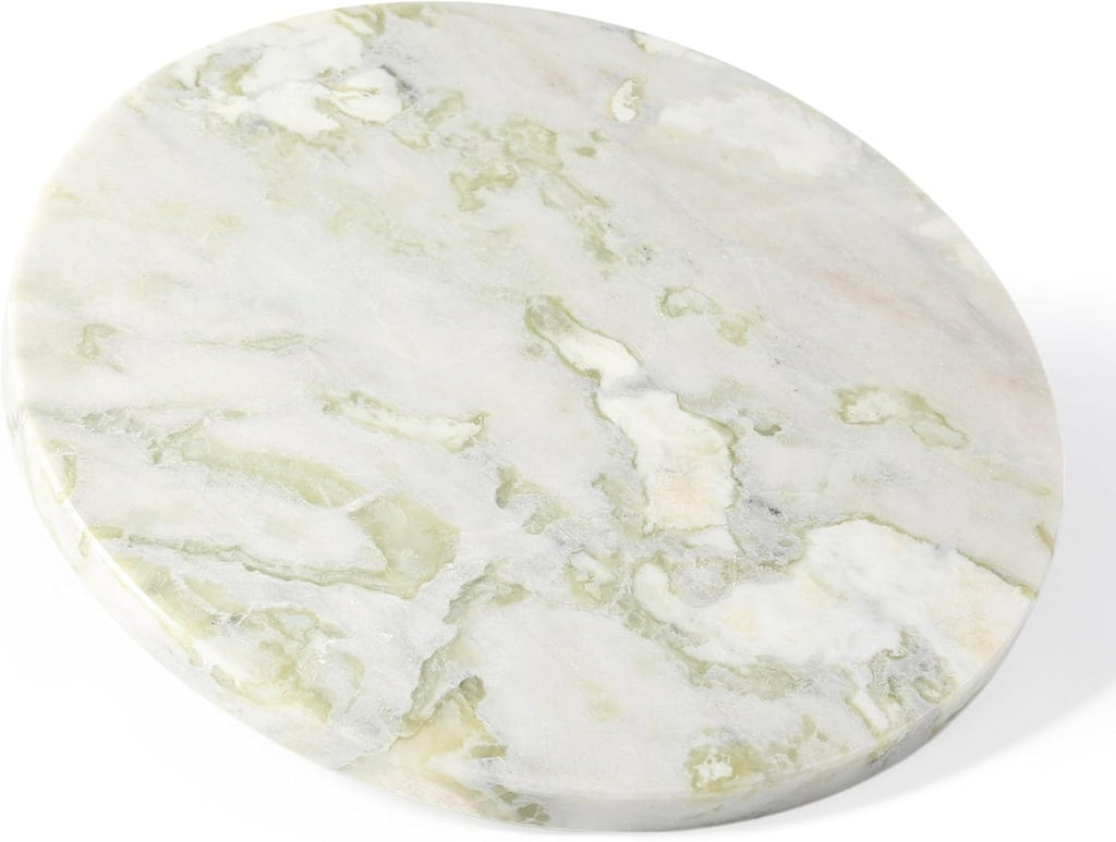 Koville African Natural Marble Cutting Board for Kitchen, 11inch Round Hand Crafted Marble Slab for Cheese, Charcuterie, Pastry Board - Wedding Gift, House Warming Gift