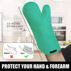 Rorecay 6pcs Oven Mitts and Pot Holders Sets Heat Resistant 500 Degrees, Non-Slip Silicone Hot Pads Potholders for Kitchen Baking Cooking, Extra Long Oven Gloves Quilted Liner, Jungle