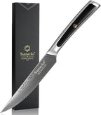 Sunnecko Kitchen Steak Knife 5 Inch Damascus Steak Knife VG-10 Japanese Steel, Non Serrated Steak Knives Full Tang