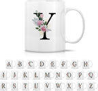 Retreez Initial A-Z Floral Botanical Bouquet Alphabet Monogrammed Monogram Mug 11 Oz Ceramic Tea Coffee Mugs - Appreciation Thank You Wedding Birthday Gifts for her friend coworker sister - Y Initial