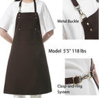 No-Tie Canvas Apron Heavy-Duty 16OZ Work Apron With Front Pocket Extra Long Straps Adjustable M–XXL (Coffee)