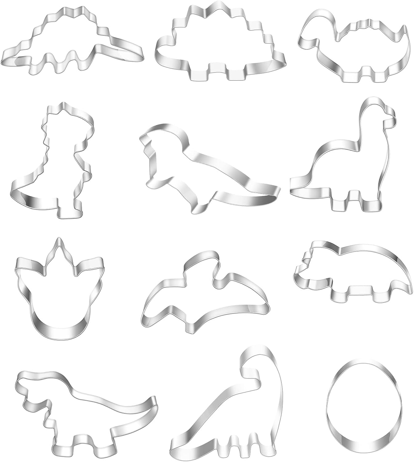 Dinosaur Cookie Cutters Set Small Size Stainless Steel Shaped for Kids Birthday Party Supplies,Footprint,Dinosaur Eggs,different dinosaur shapes.