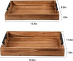 Coffee Table Tray Decorative Nested Vintage Wood Serving Tray Set for Eating, Breakfast, Party, Kitchen, Ottoman,Tea Coffee Table Large Ottoman Trays (Wood, 2pc)