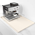 Rnivvi Silicone Coffee Mat, 16" x 24" Waterproof Raised Edge Coffee Bar Mats for Espresso Machine Station Accessories, Heat Resistant Dish Drying Pad for Kitchen Counter, Rubber Bar Decor Pad, Beige
