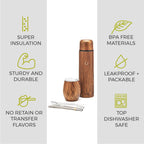 BALIBETOV Complete Yerba Mate Set - Modern Mate Gourd, Thermal Flask, Bombilla and Cleaning Brush Included - All Premium Quality 304 18/8 Stainless Steel (Wood)