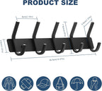 VAEHOLD Wall Hooks, Heavy Duty Aluminum Towel Hooks for Hanging Coat, Hat, Key, Clothes, Closet Hook Wall Mount for Kitchen, Bathroom, Office (“C“ Shape Coat 5 Hooks 1 Pack)