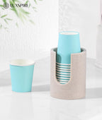 Luxspire Bathroom Cup Dispenser, 3oz Dixie Cup Dispenser, Resin Dixie Cup Holder, Disposable Paper Cup Holder for Bathroom, Cotton Pad Holder, Guest Bathroom Essentials, Beige