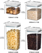 12 Pcs Pop Airtight Food Storage Containers with Lids for Kitchen Pantry Organization Stackable Cereal Snacks Flour Sugar Coffee Spaghetti (1.2, 2.0, 2.7, 3.3qt)*3