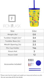 IRON °FLASK Classic Tumbler - Vacuum Insulated Stainless Steel Water Bottle, Double Walled, Drinking Cup, Insulated Travel Mug (Stardust Unicorns, 12 oz Kids)