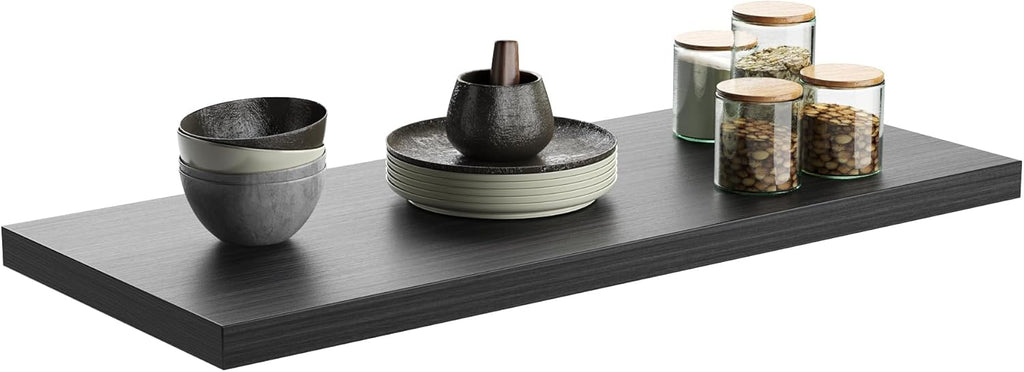 Wall Shelf Set of 1,Dark Wood Floating Shelves 30 in W x 10 in D x 1 in H, Wooden Floating Wall Shelf with Invisible Brackets for Living Room/Bedroom/Bathroom/Kitchen Storage and Decor
