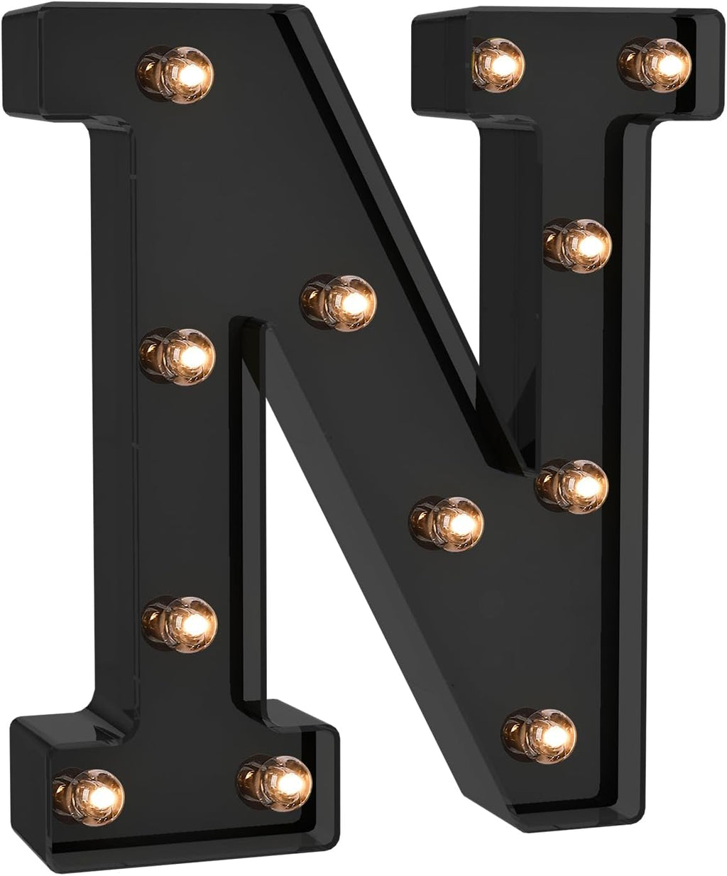 Foaky Black LED Letter Lights for Room Decor - Bedroom Wall Decor, Alphabet Lights for Home, Wedding, Party - Battery Operated （N）