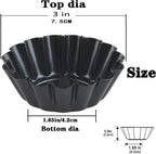 Egg Tart Molds 12PCS Tart Pan 3inch, Mini Carbon Steel Non Stick Tart Pans, Tart Molds For Baking (3 inch)