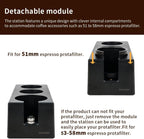 watchget Espresso Tamping Station, Plastic Espresso Organizer Box for 51/54/58mm Portafilter, Tamper, Distributor and Barista Accessories, Coffee Tamper Station, Black