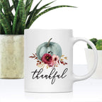 Andaz Press Fall Burgundy Marsala 11oz. Ceramic Coffee Tea Mug, Thankful, 1-Pack, Pumpkin Floral Graphic, Birthday, Friend, Family, Coworker, Autumn Season, Thanksgiving, Festive Ideas