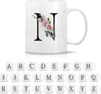 Retreez Initial A-Z Floral Botanical Bouquet Alphabet Monogrammed Monogram Mug 11 Oz Ceramic Tea Coffee Mugs - Appreciation Thank You Wedding Birthday Gifts for her friend coworker sister - N Initial