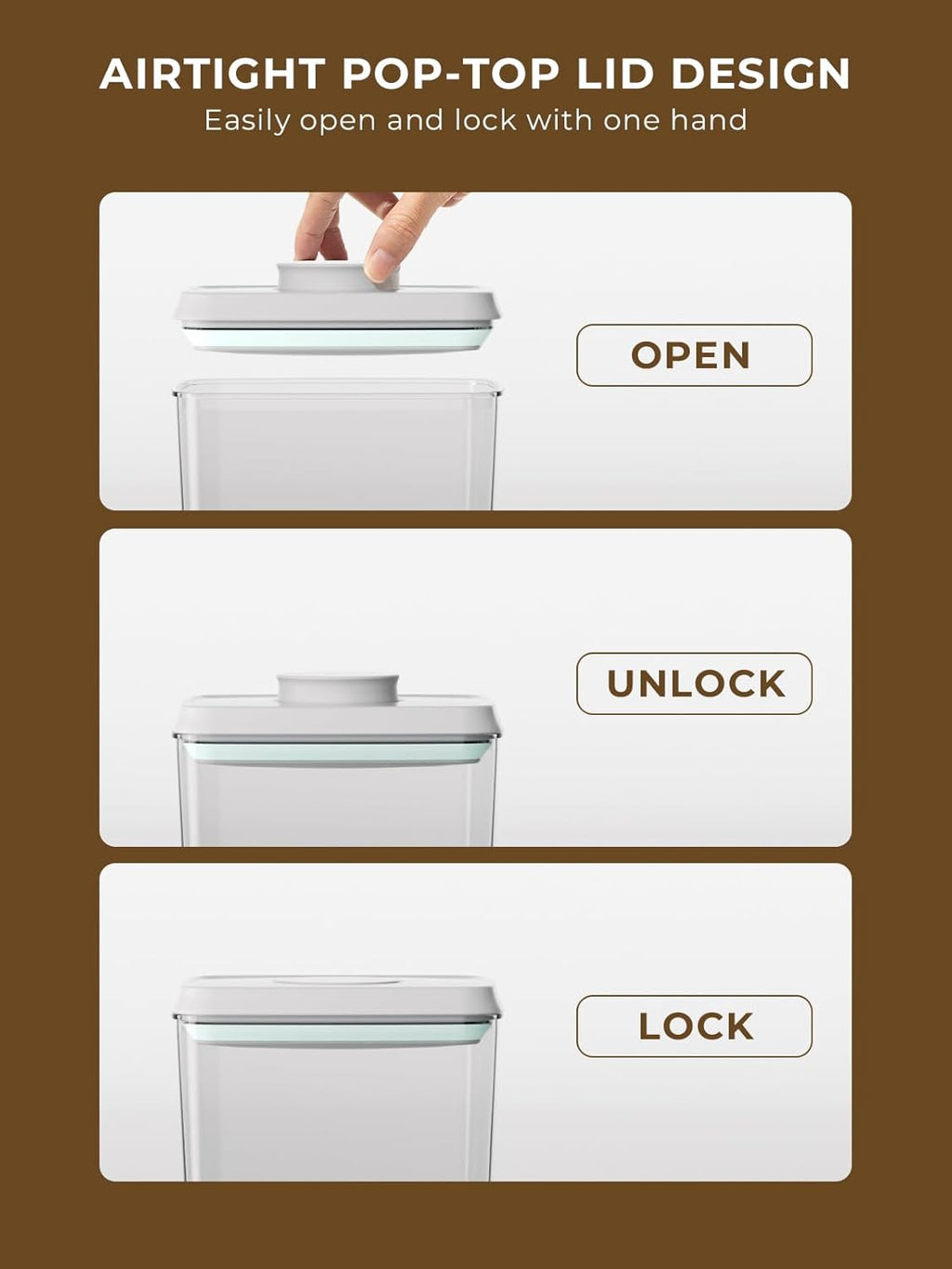 4 Pack Airtight Food Storage Containers with One-Hand Pop Lid, 4.23Qt Rice & Grain Organizer Set with Measuring Scoop, Stackable BPA-Free Kitchen Pantry Bins for Flour, Rice, Cereal, Pet Food