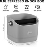 Bincoo Square Coffee Knock Box 0.8L –ABS Espresso Knock Bin with Non-Slip Base, Wide 4.6" Slanted Opening & Detachable Silicone Knock Bar for Easy Cleaning and Quiet Use(Gray(square))