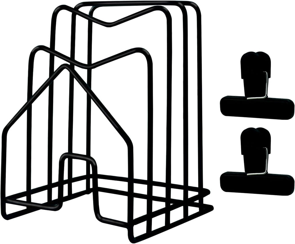 Pot Lid Organizer W 2 Chip Bag Clips Cutting Board Holder Inside Cabinet 304 Stainless Steel Pan Organizer Under Cabinet Pot Cover Cookie Sheet Bakeware Serving Tray Cooling Rack Stand Kitchen Black