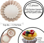 DATANYA Mini Tart Pans Removable Bottom 3 Inch, Carbon Steel Nonstick Quiche Pan Pie Tart Tin Mold, 0.8inches High for Baking Tartlets, Pies, Cakes, Cupcakes - Premium Champagne Gold 12PCS