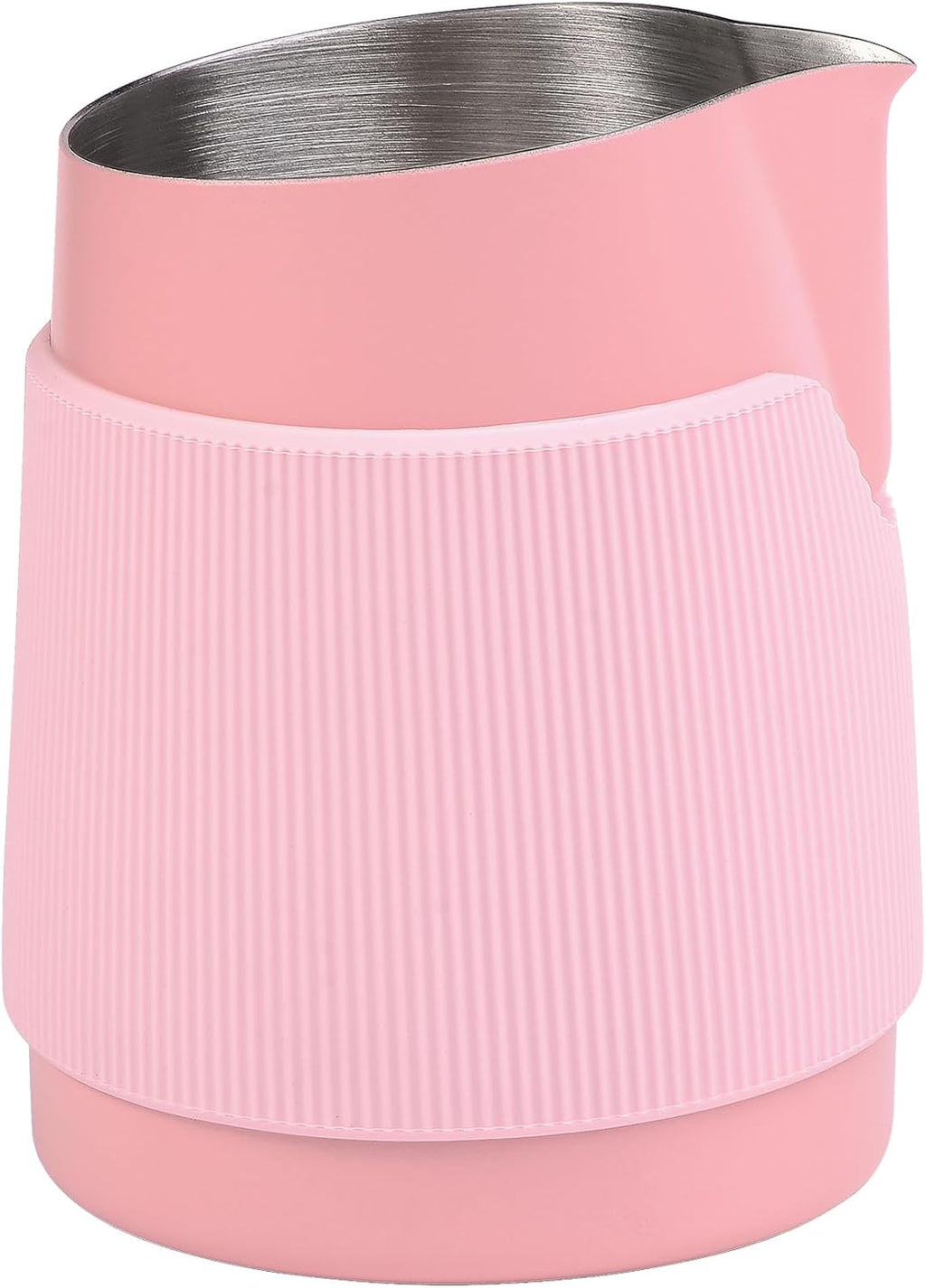 Normcore Handleless Milk Frothing Jug, Pitcher 15.2 oz, Frother Steamer Cup Stainless Steel Espresso Cup, Sharp Spout, Pink, 450 ml