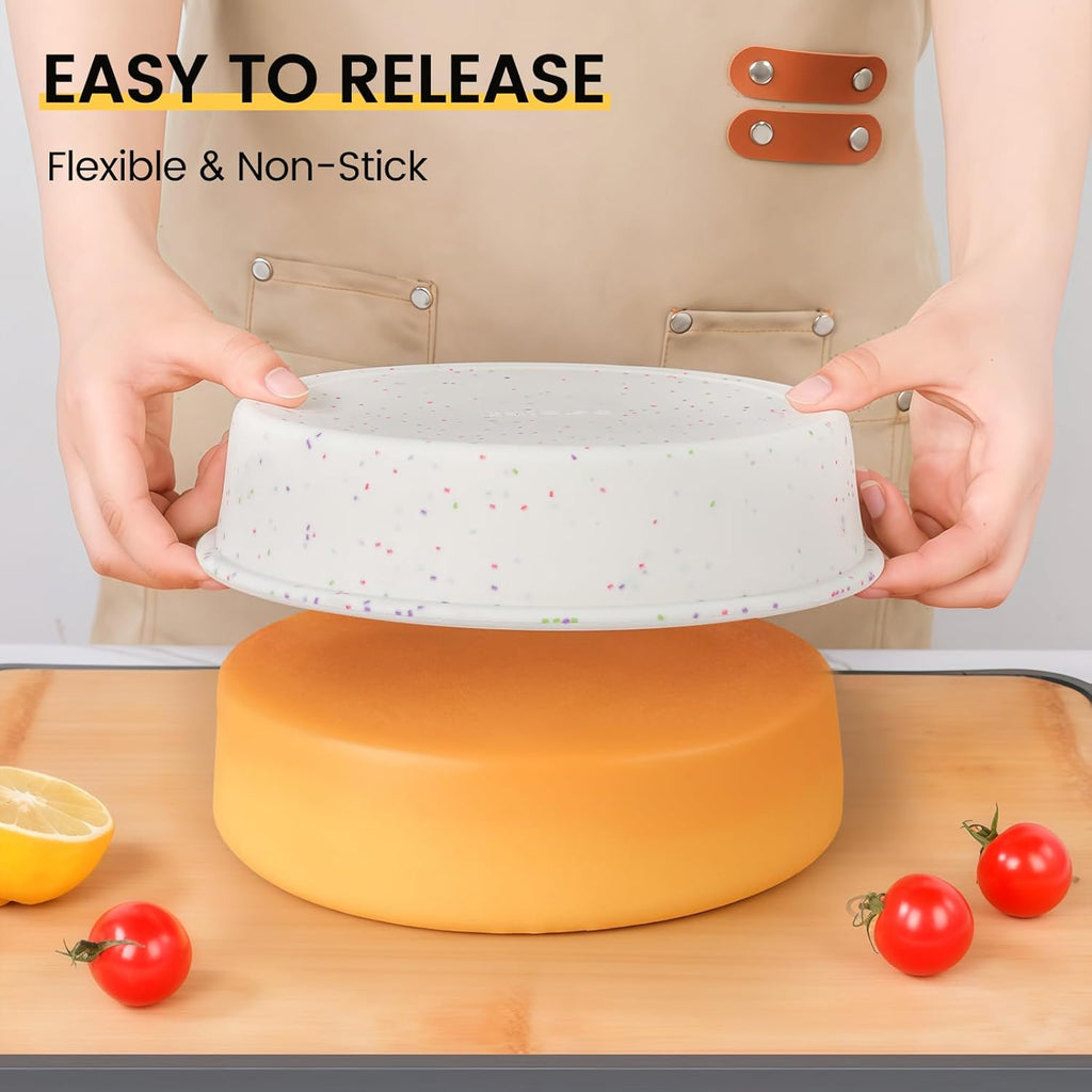 Vinino 6 Inch Silicone Round Cake Pan with Metal Reinforced Frame, Nonstick Silicone Springform Pan for Baking Suitable for Making Layers, Cheese & Chocolate Cakes
