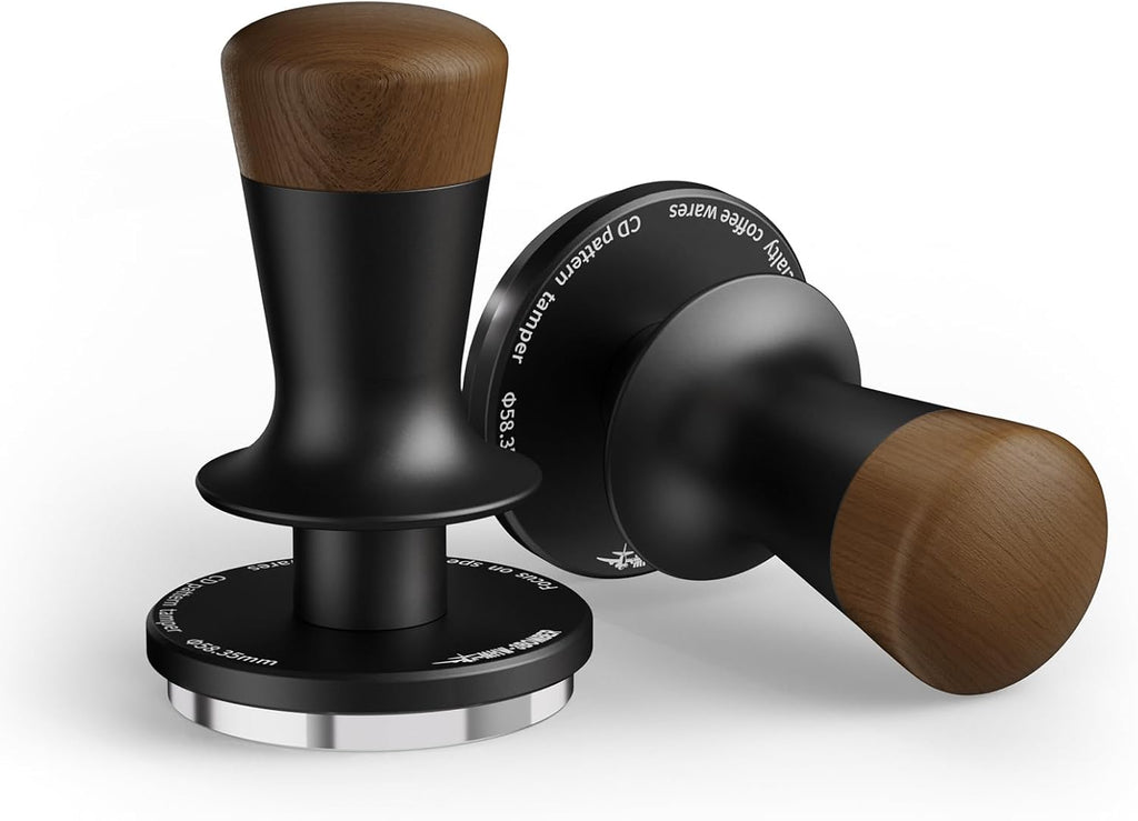 MHW-3BOMBER 58mm Coffee Tamper, Wooden Espresso Tamper Tool with 2 Spring Loaded, Auto-rebound, Auto-Leveling Tamper without Tilting, 58.35mm Stainless Steel Base, T7124