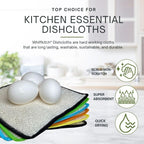Whiffkitch Dishcloths Dishrags for Kitchen and Household Cleaning 6x7 6-Pack Non-Scratch 2-Ply Weave, Bamboo-Rayon Fabric, Absorbent, Washable, Long-Lasting