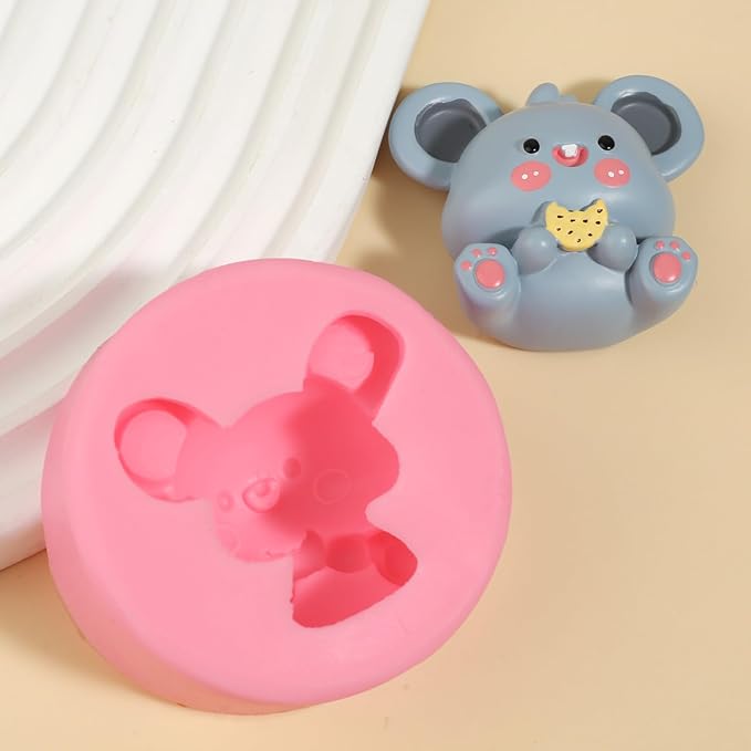 1 Pcs Cute Mouse Candy Silicone Mold, Cute Animal Chocolate Fondant Mold, for Theme Party Cake Decoration Kitchen Baking Bread Biscuit Making Dough Gum, Resin Crafts Clay Plaster