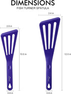HOTEC 600℉ Heat Resistant Silicone Slotted Fish Turner Spatula Set, BPA Free Kitchen Cooking Spatulas, for Non Stick Cookware Dishwasher Safe Classic Blue, set of 2