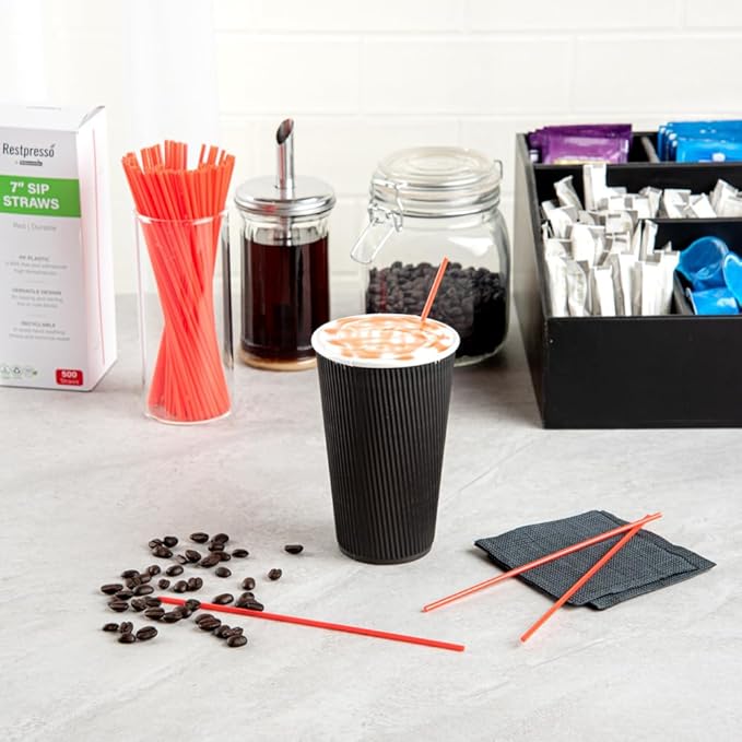 Restaurantware Restpresso 7 Inch Cocktail Stirrers 500 Disposable Coffee Stirring Rods - Premium Odorless Red Plastic Stirrers For Coffee For Hot And Cold Drinks For Bars Or Offices