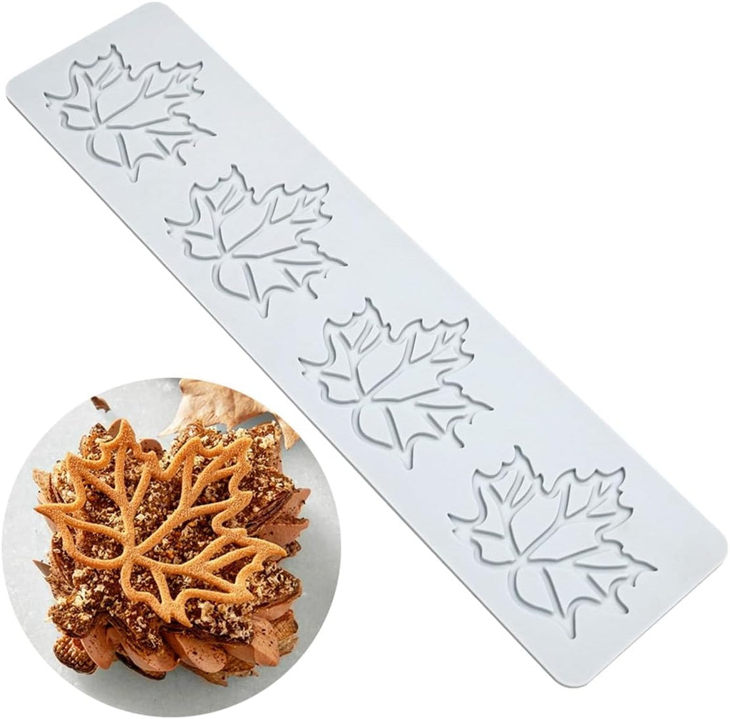TUKE Hollow Out Maple Leaves Lace Silicone Impressing Mold Mat Fondant Cake Sugar Mould Cooking Tools Decorating Tools Diy Moulds (H_ Maple Leaves)