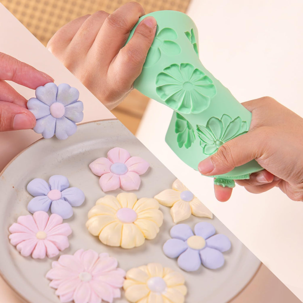 KALAIEN Flower Silicone Molds,Rose Flower Chocolate Mold Daisy Silicone Mold for Crafts,2 Pcs Rose Silicone Mold Fondant Molds for Cake Decorating
