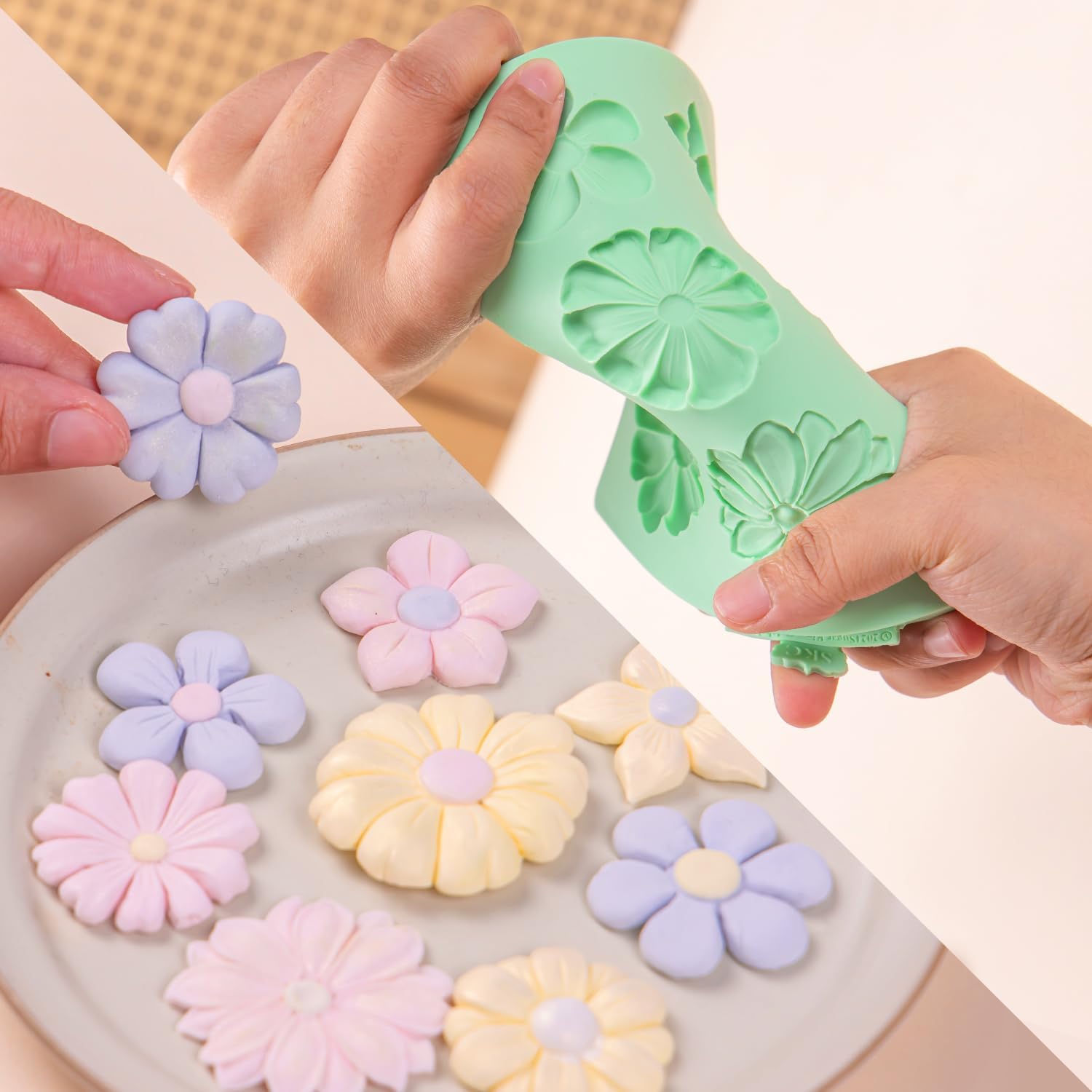 KALAIEN Flower Silicone Molds,Rose Flower Chocolate Mold Daisy Silicone Mold for Crafts,2 Pcs Rose Silicone Mold Fondant Molds for Cake Decorating