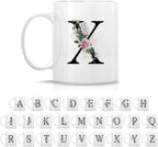 Retreez Initial A-Z Floral Botanical Bouquet Alphabet Monogrammed Monogram Mug 11 Oz Ceramic Tea Coffee Mugs - Appreciation Thank You Wedding Birthday Gifts for her friend coworker sister - X Initial