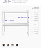 Nxconsu 2Pack Cabinet Shelf Organizer Expandable 5 Heights Adjustable Stackable Rack Riser for Kitchen Pantry Cupboard Under Sink Organization Storage Space Saver Heavy Duty Metal White