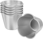 6pcs Flower Shape Pudding Moulds Aluminum Baking Cups Non Stick Round Nonstick Egg Tart Cupcake Muffin Cheesecake Mould for Baking Tool Cake Mold Silicone Egg Molds