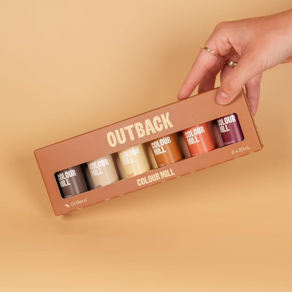 Colour Mill Outback Pack Oil-Based Food Coloring, 20 Milliliters Each of 6 Colors: Burgundy, Clay, Coffee, Latte, Rust and Sand 4.08 Fl Oz 120 milliliters